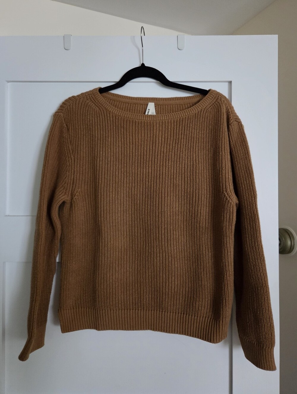 Pact Organic Cotton Luxe Knit Boatneck Sweater in Brown Sugar Medium